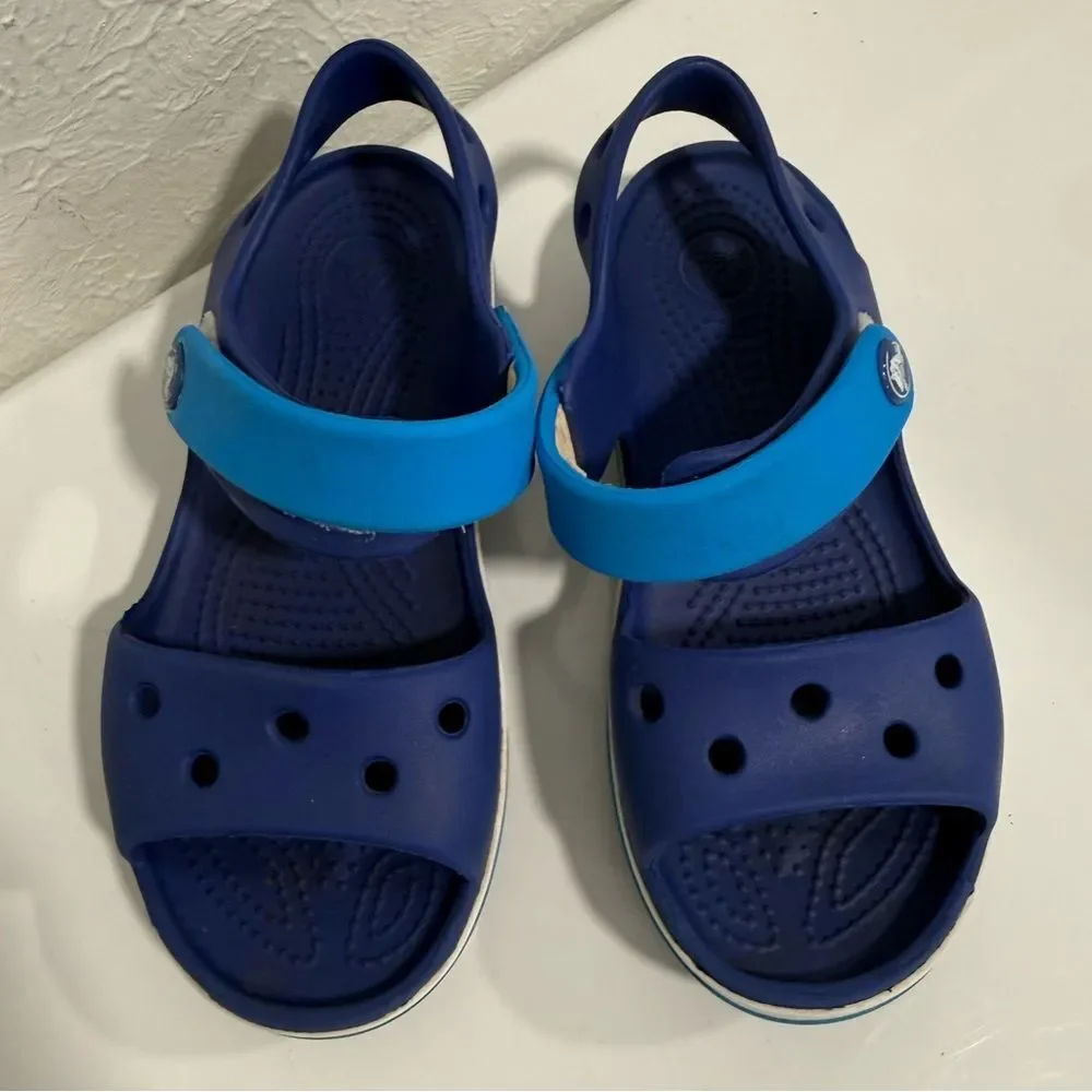 Crocs Crocband Blue Kids Sporty Sandals Size 11C VGUC